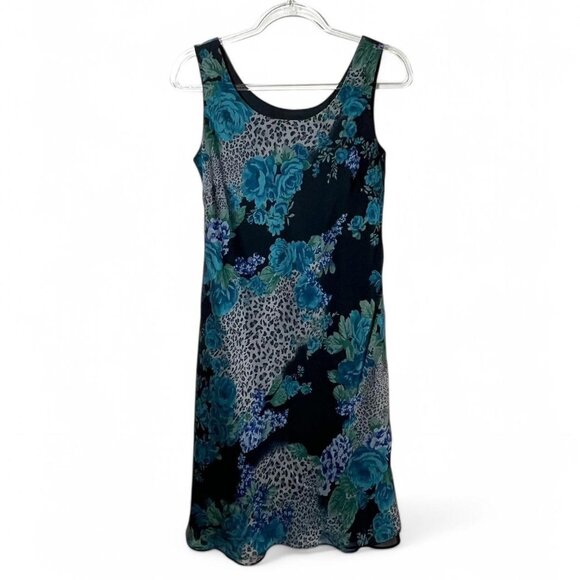 Y2k K‎ Studio Midi Leopard/Floral Slip Dress - Picture 1 of 4